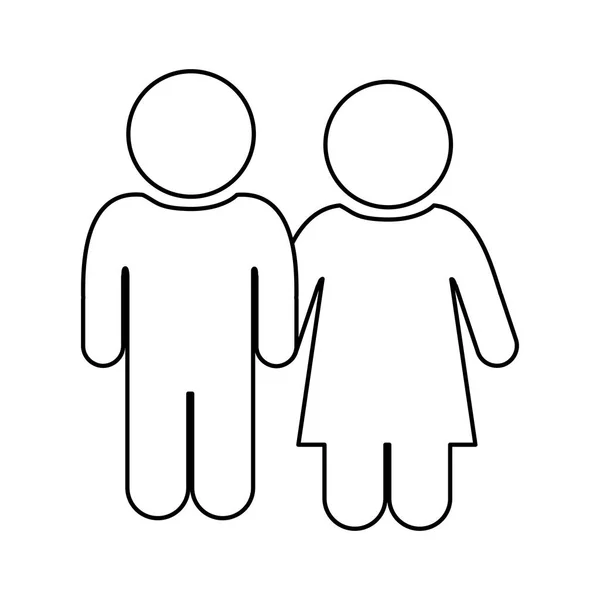 Monochrome contour of pictogram with couple — Stock Vector