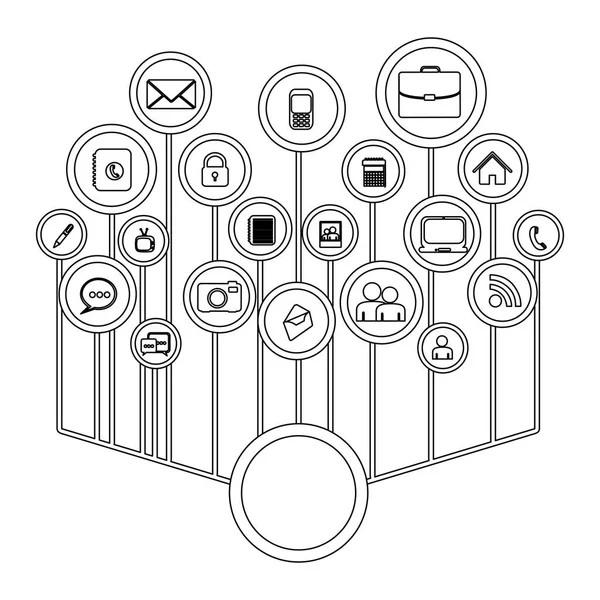 Silhueta ícones de tecnologia web site — Vetor de Stock