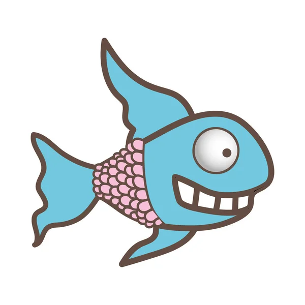 Zabawne ryb carucature ikona — Wektor stockowy