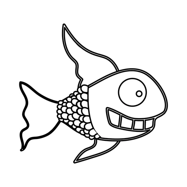Figure fun fish carucature icon — Stock Vector
