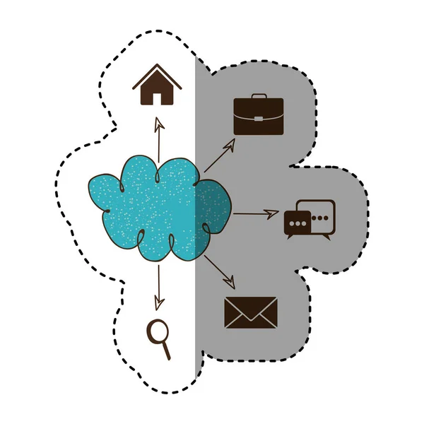 Cor nuvem ícones conexão de serviço de rede — Vetor de Stock