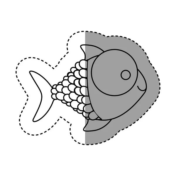 Silueta šťastný ryb kreslené ikony — Stockový vektor