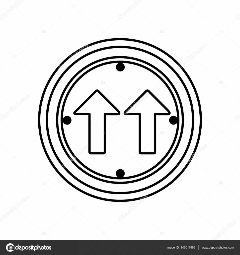 円形のシルエット フレームの同じ方向矢印道路交通標識 ストックベクター C Grgroupstock
