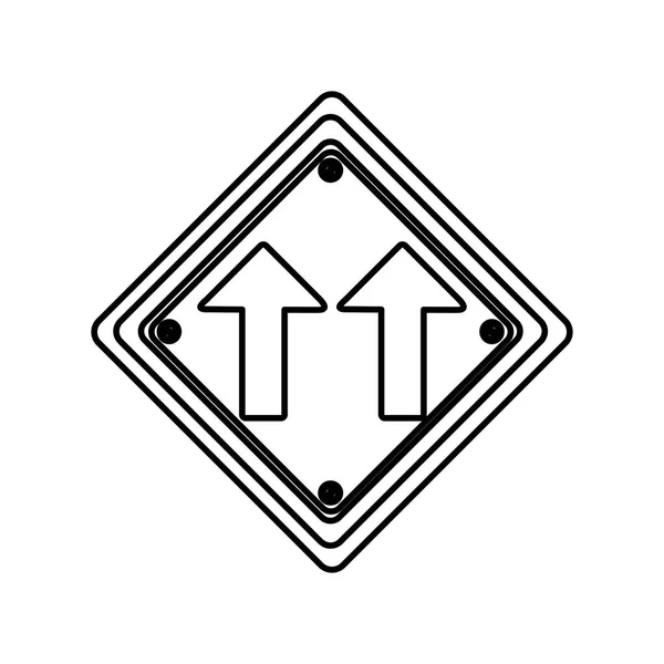 Силуэт алмазной формы рамка в том же направлении стрелка дорожного знака — стоковый вектор