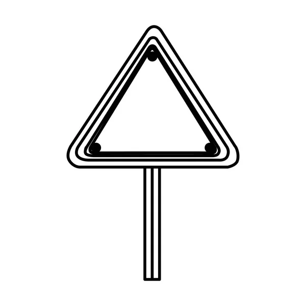 Silhouette triangle shape traffic sign with base pole — Stock Vector