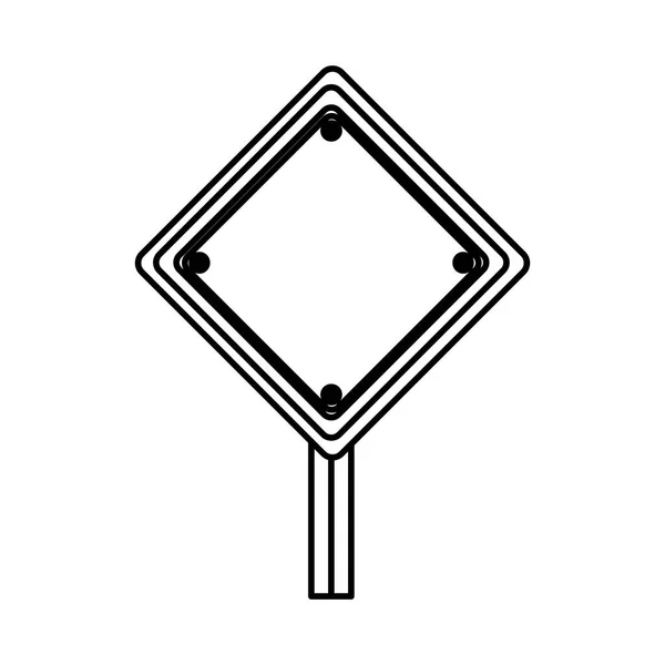 Силуэт алмазной формы дорожный знак с базовым полюсом — стоковый вектор