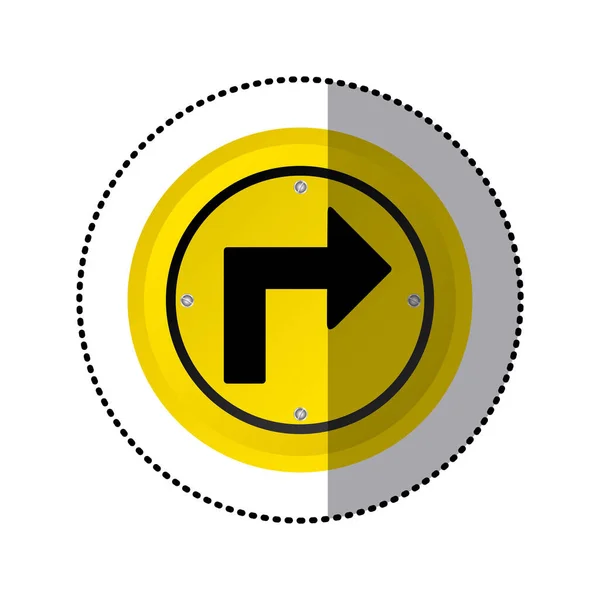 Adesivo silhueta circular quadro vire à direita sinal de tráfego — Vetor de Stock