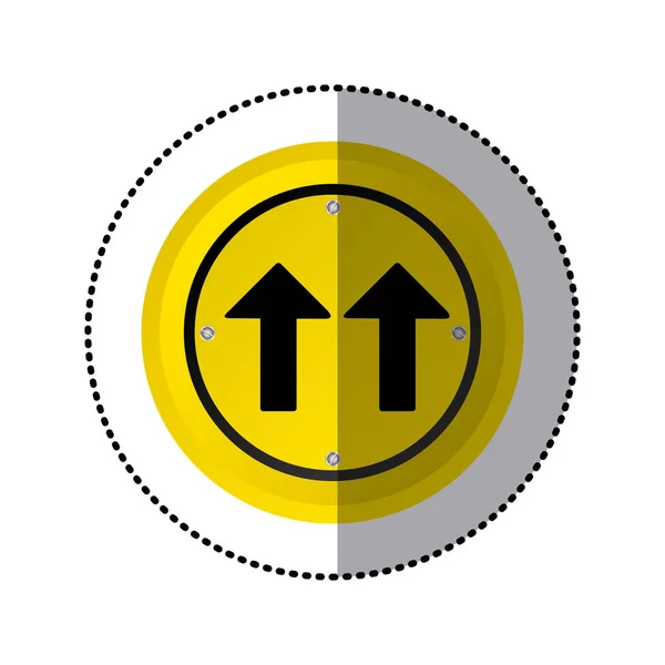 Adesivo giallo cornice circolare stessa direzione freccia segnale stradale — Vettoriale Stock