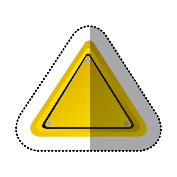 Sticker yellow triangle shape traffic sign icon — Stock Vector