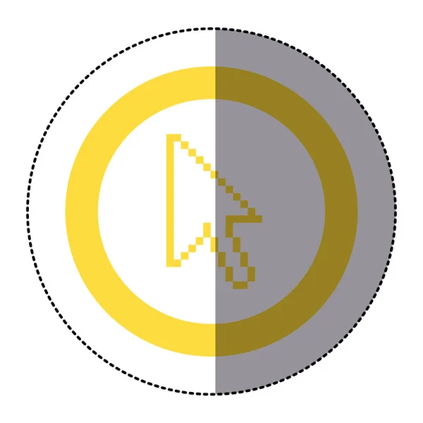 Adesivo quadro circular amarelo com seta cursor pixelado —  Vetores de Stock