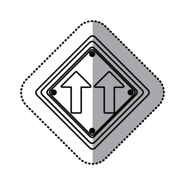 Samolepka siluety Kosočtvercový Tvar rámu stejným směrem šipky silniční dopravní značka — Stockový vektor