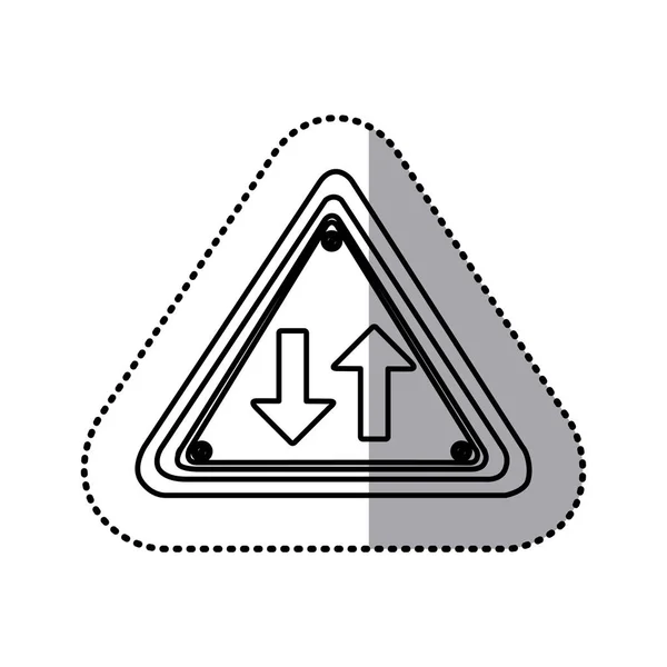 Αυτοκόλλητο σιλουέτα τρίγωνο σχήμα καρέ δύο τρόπο κυκλοφορίας σύμβολο — Διανυσματικό Αρχείο