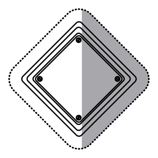 Etiqueta engomada silueta diamante forma signo de tráfico icono — Vector de stock