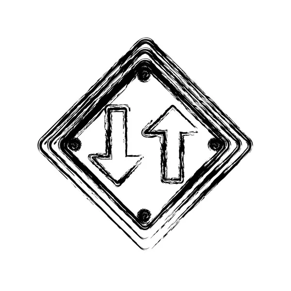 Размытый силуэт алмазной формы рамка двусторонний дорожный знак — стоковый вектор