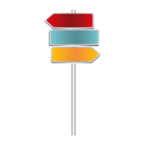 Placa metálica multidirecional colorida sinal de estrada e guidepost —  Vetores de Stock