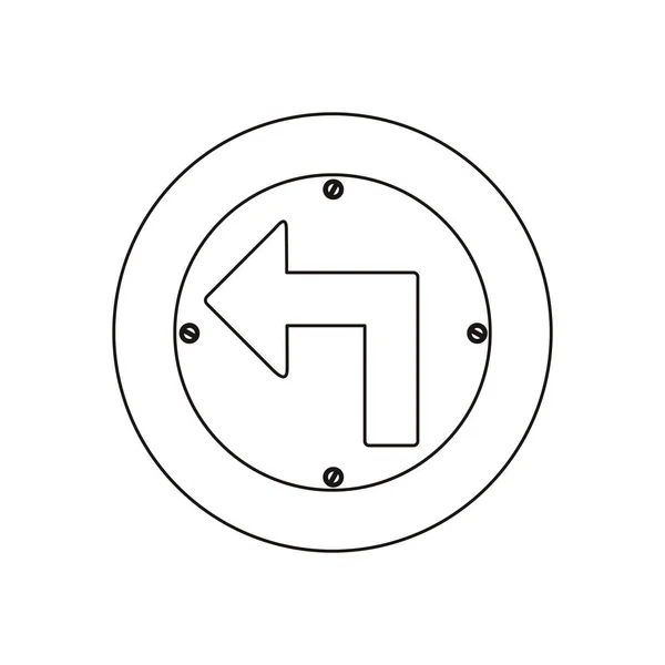 Silueta marco circular metálico gire a la izquierda señal de tráfico — Vector de stock