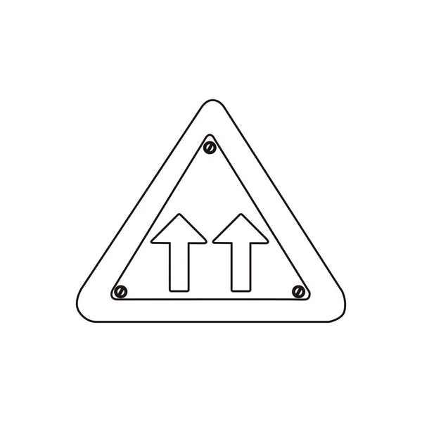 Silueta triángulo metálico marco misma dirección flecha carretera señal de tráfico — Archivo Imágenes Vectoriales
