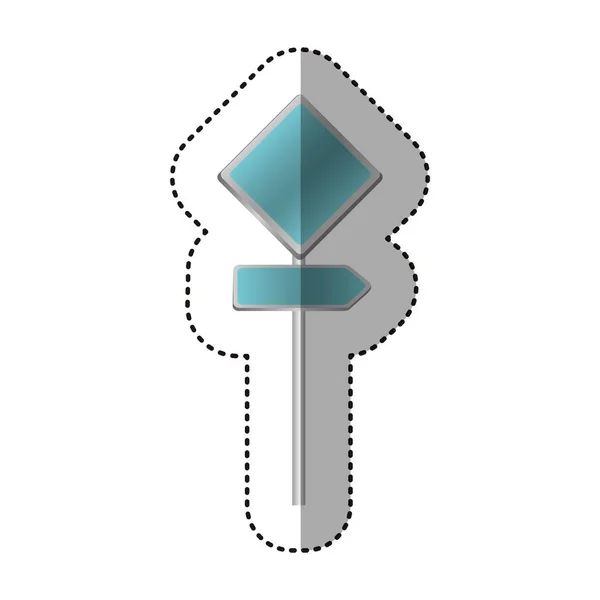 Naklejka metaliczny niebieski diament kształt znaku drogowego z kierunku pokładzie zestaw — Wektor stockowy
