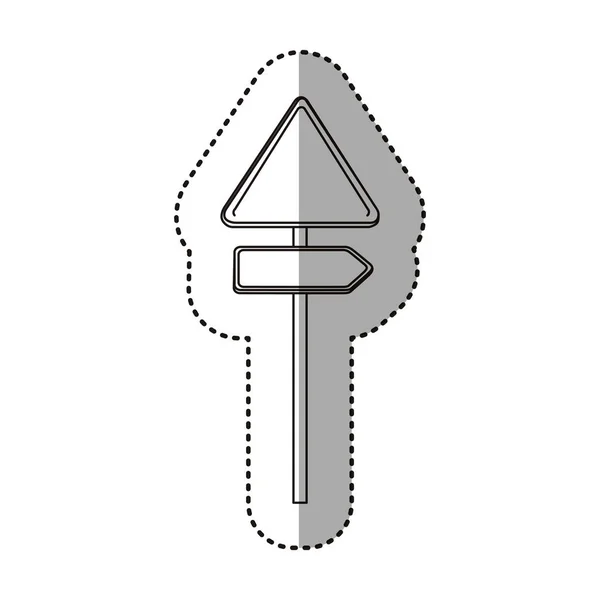 Autocollant silhouette métallique triangle forme panneau de signalisation avec panneau de direction ensemble — Image vectorielle