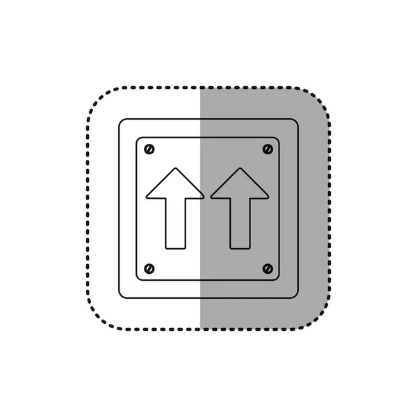 Aufkleber Silhouette metallisch quadratisch Rahmen gleiche Richtung Pfeil Straßenverkehrszeichen — Stockvektor