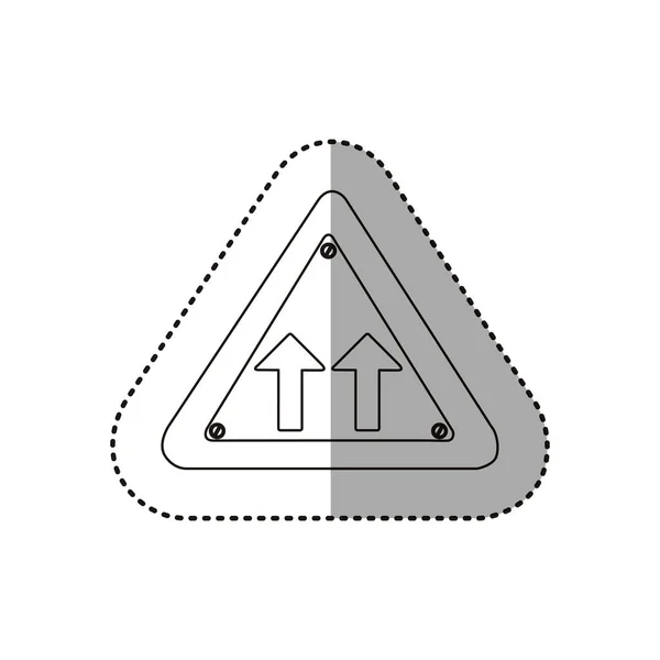 Etiket siluet metalik üçgen çerçeve aynı yön ok yol trafik işareti — Stok Vektör