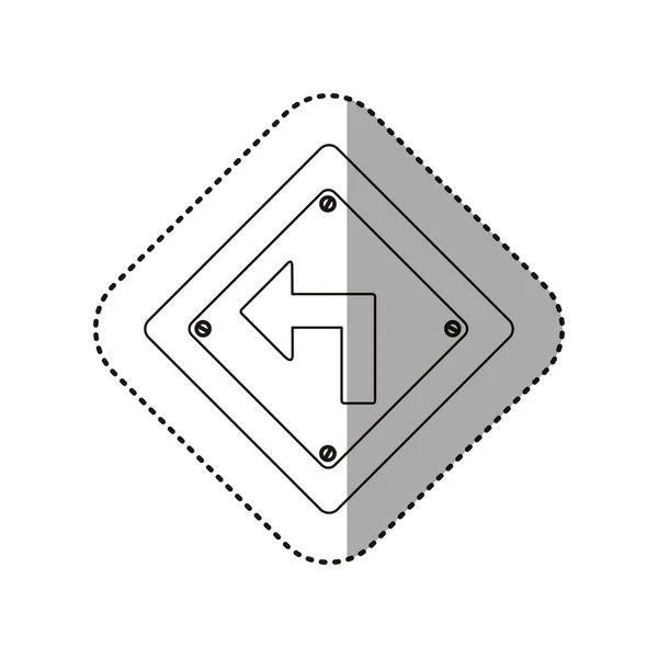 Силуэт наклейки металлический алмазный каркас поверните налево дорожный знак — стоковый вектор