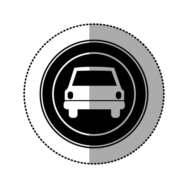 Emblema negro icono del coche delantero redondo — Vector de stock