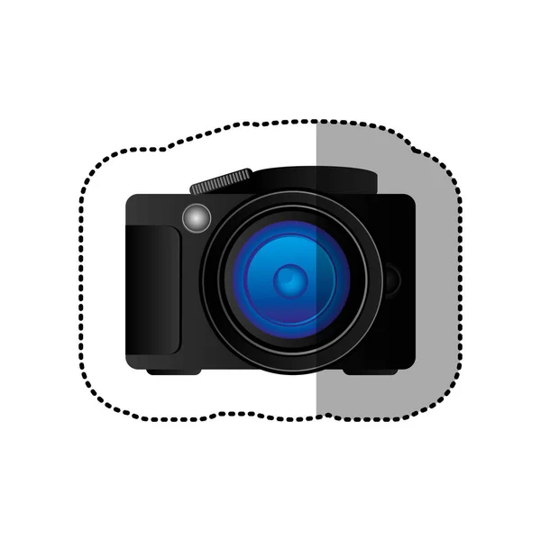 Zwarte technologie professionele camera-icoontje — Stockvector