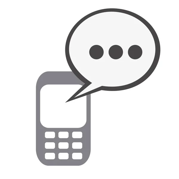 Silueta tecnología teléfono celular y caja de diálogo icono plano — Archivo Imágenes Vectoriales