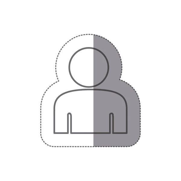 Etiqueta engomada silueta mitad cuerpo figura persona icono — Vector de stock