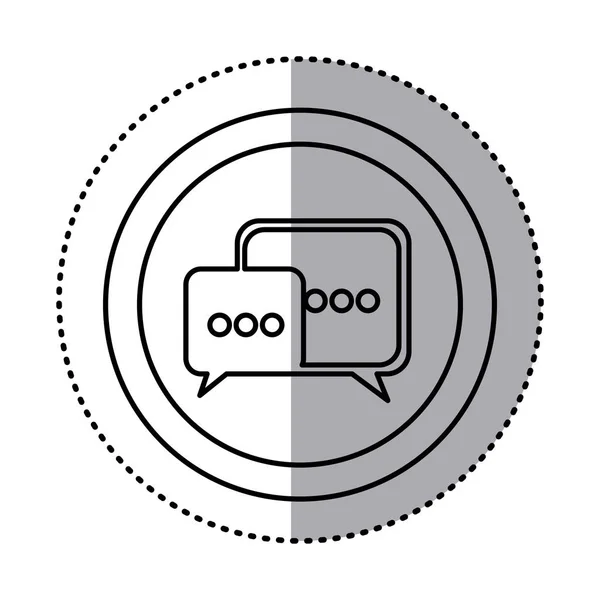 Etiqueta engomada silueta marco circular con el cuadro de diálogo conjunto y puntos de suspensión — Vector de stock