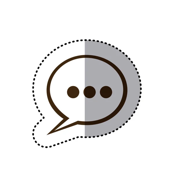 Etiqueta engomada burbuja de discurso de silueta marrón con icono de puntos de suspensión — Vector de stock