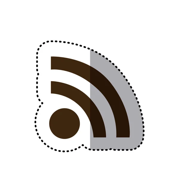 Sticker brown silhouette wifi signal icon flat — Stock Vector