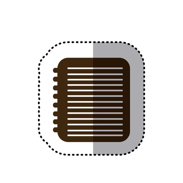 Autocollant carnet de silhouette marron avec icône anneaux — Image vectorielle