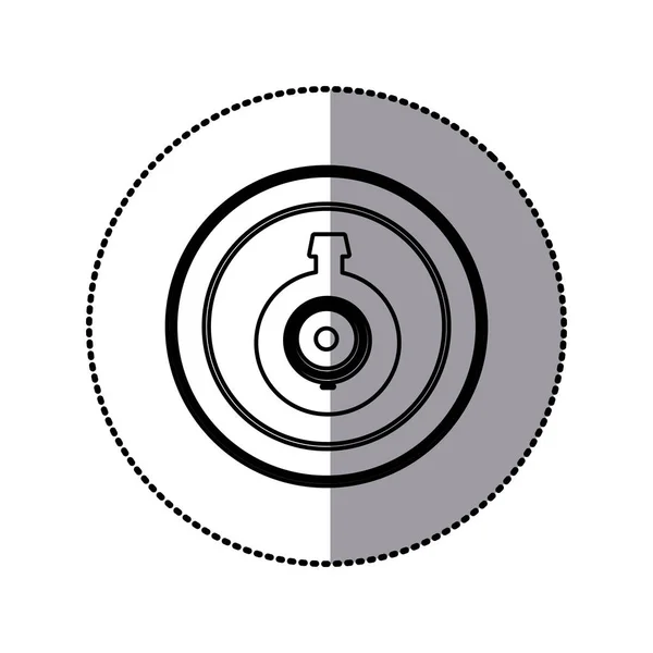 Autocollant de contour monochrome de l'objectif de caméra de sécurité vidéo dans un cadre circulaire — Image vectorielle