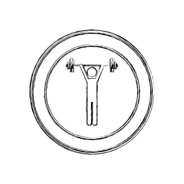 男子举重在圆形框架的单色素描 — 图库矢量图片