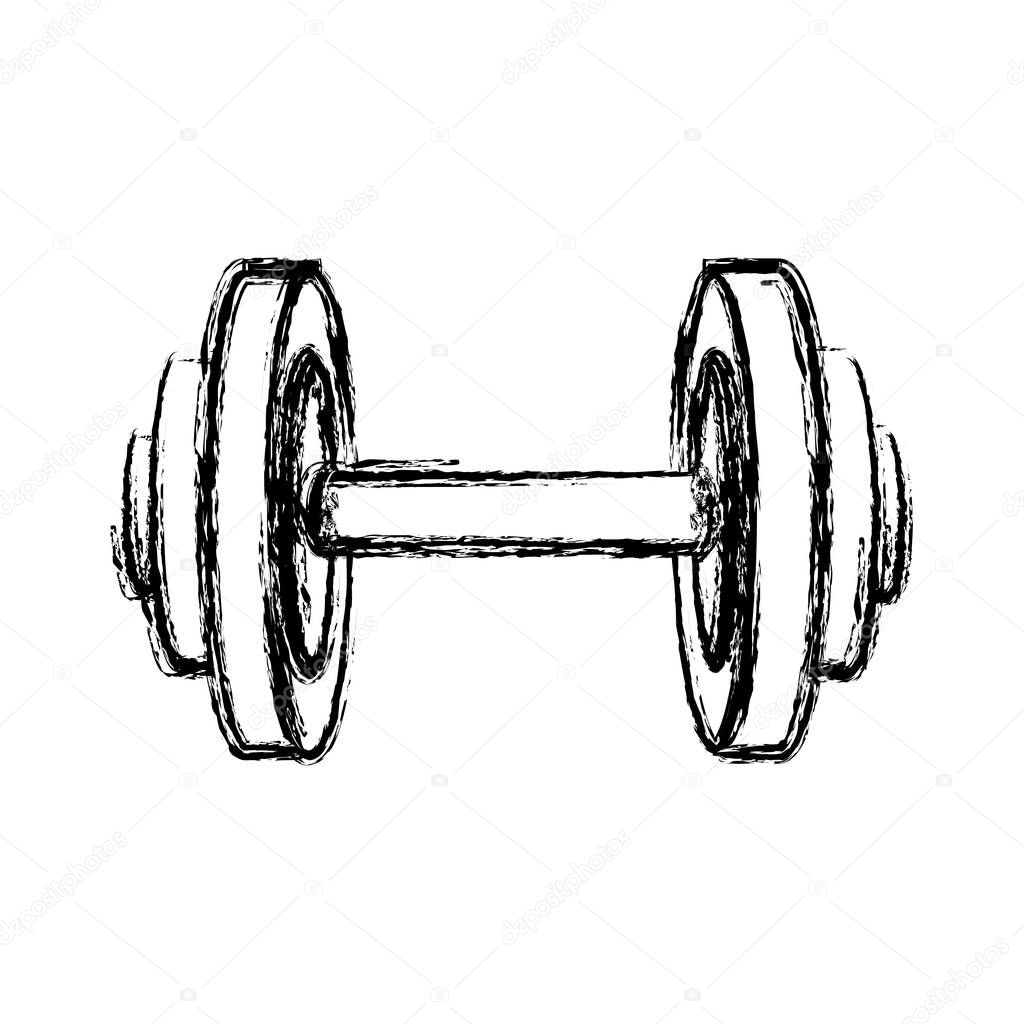 monochrome sketch of dumbbell for training in gym