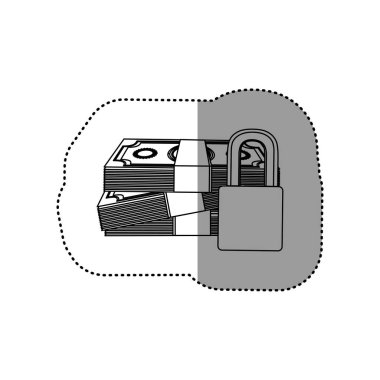 asma kilit koruma ile yığılmış Bonosu tek renkli kontur etiket