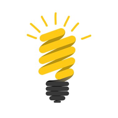 color silhouette of florescent spiral bulb idea clipart