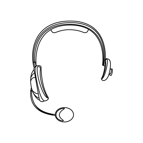 Monokrom silhuetten av händer gratis headset ikonen — Stock vektor