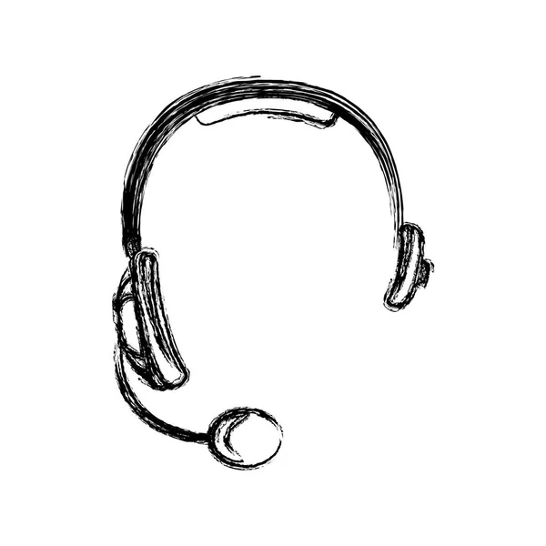 Esboço monocromático do ícone de fone de ouvido mãos livres — Vetor de Stock