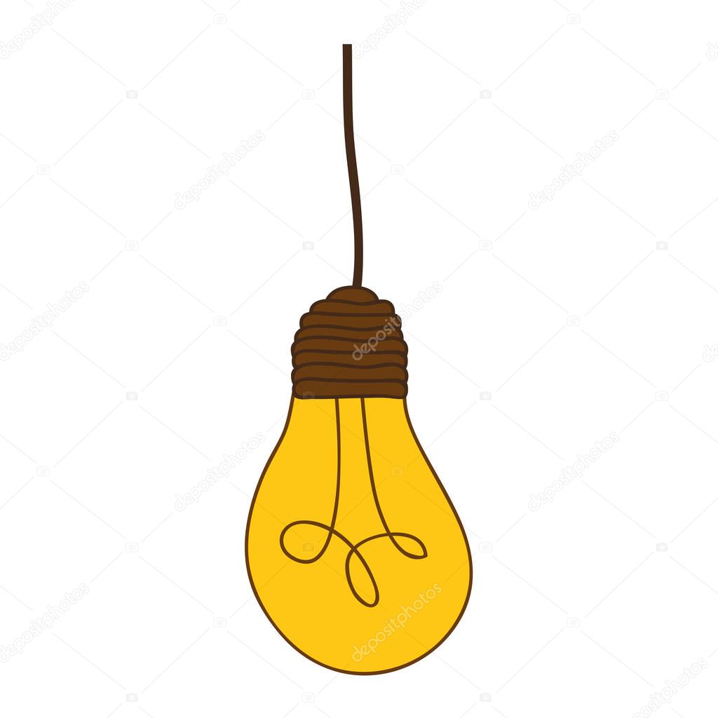 silhouette of yellow light bulb pendant