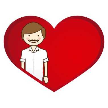 mutlu bir adam wth bıyık kalbin içindeki