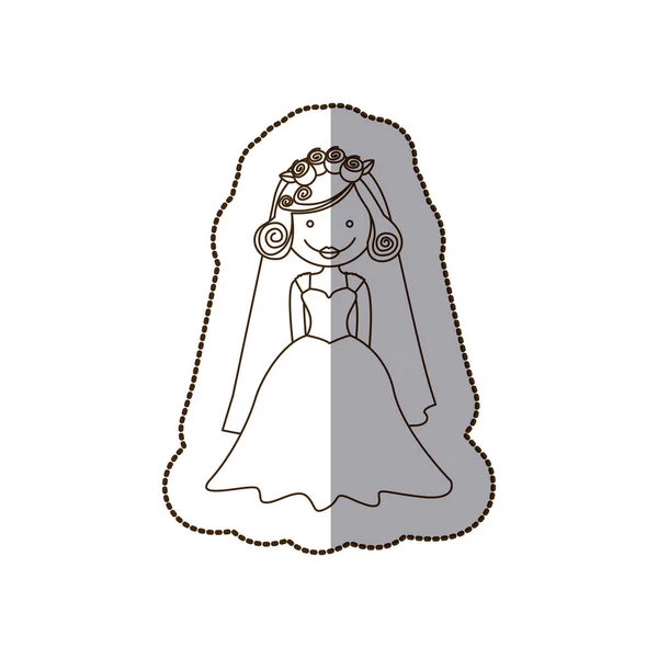 Счастливая невеста с платьем и вуалем — стоковый вектор