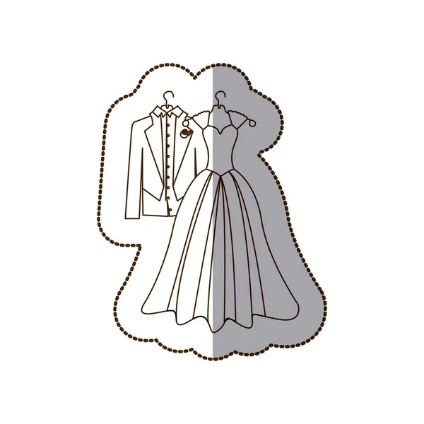 Elegant jacket and dress married icon — Stock Vector
