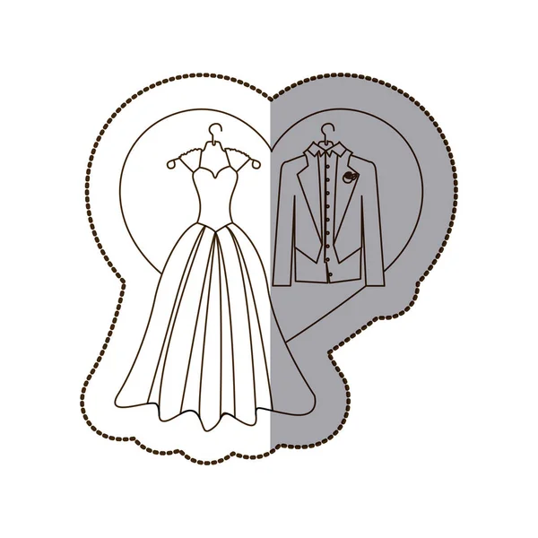 Elegant jacket and dress married with heart — Stock Vector