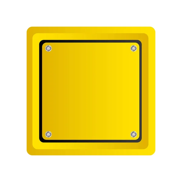Aviso emblema quadrado em branco — Vetor de Stock