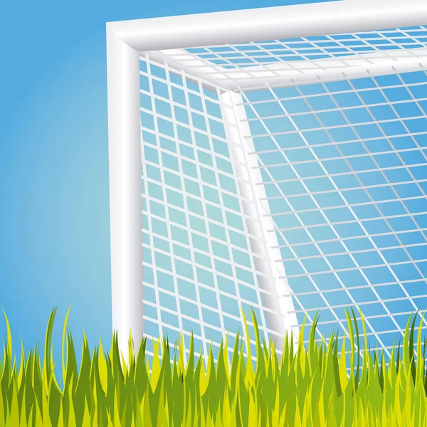 Soccer goal with grass icon — Stock Vector