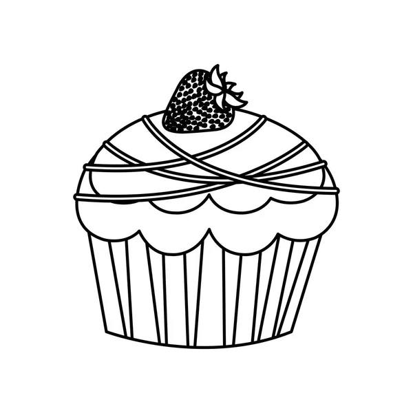 Figurenmuffin mit Schokolade und Erdbeer-Symbol — Stockvektor