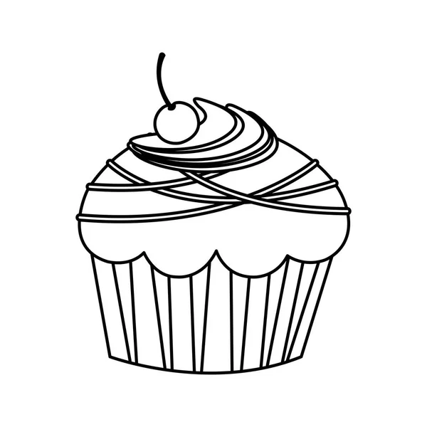Figur, Muffin mit Schokolade und Kirsche — Stockvektor